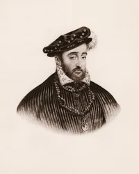 Porträt des Königs von Frankreich Heinrich II (1519-1559) Gravur des 19. Jahrhunderts
