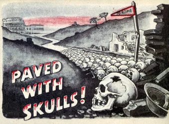 Propaganda. Nach Rom. Gepflastert mit Schädeln. 1940