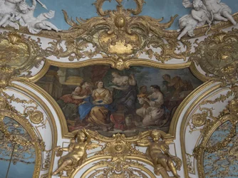 Psyche zeigt ihren Schwestern ihre Schätze. Gemälde von Charles Joseph Natoire (1700-1777)