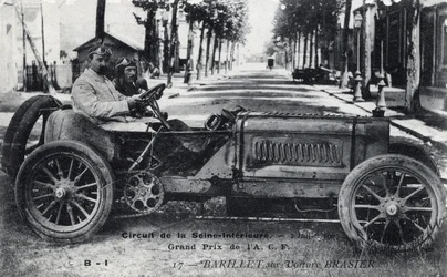 Rennen, Großer Preis von Frankreich (ACF): Barrel fährt ein Brasier-Auto auf dem Seine Inferieure Circuit, 2. Juli