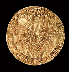 Seltene englische Münze, Gold Ryal, Königin Mary (Bloody Mary) auf Schiff mit Schwert und Schild