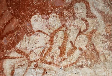 Romanische Kunst: Die Kapelle der Heiligen Katharina, Gewölbe im Wiegenwind, die Kindheit Christi, die Passion, das Jüngste Gericht und Christus in der Majestät. Fresken der Kirche Notre Dame d