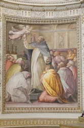 St. Peter der Märtyrer vertreibt die Teufel mit der Hostie, Teil der Geschichten von St. Peter dem Märtyrer