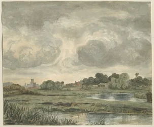 Stafford - Ferne Ansicht von Osten: Aquarellmalerei, nd [?19. Jahrhundert]