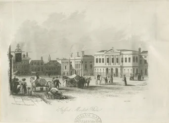 Stafford - Marktplatz: Gravur, undatiert [ca. 1841]