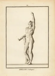 Statue des Apollo Coelispex, nackt, mit brennender Fackel