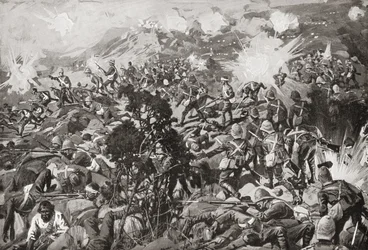Die Schlacht von Spion Kop, Tugela River, Natal, Südafrika, 23.–24. Januar 1900 während des Zweiten Burenkrieges