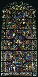 Die Vertreibung aus dem Garten Eden, das Gleichnis vom barmherzigen Samariter, die Passion und andere biblische Szenen, aus dem Wandelgang