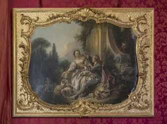 Der galante Pastor oder der Kranz. Gemälde von François Boucher (1703-1770). Parade der Prinzessin oder Paradezimmer. Hôtel de Soubise, Paris