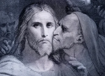 Der Kuss - Judas Iskariot küsst Jesus Christus im Garten Gethsemane, aus 