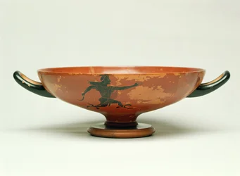Die Verfolgung des Perseus, attische schwarzfigurige Kylix, hergestellt vom Pepaks-Meister, 525-520 v. Chr.