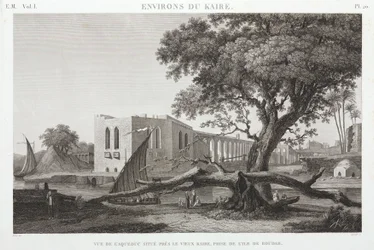 Das Aquädukt in Alt-Kairo, von der Insel Roudah, Ägypten, ca. 1798