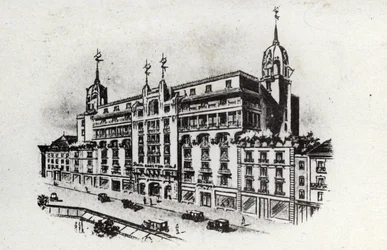 Thermaltourismus: Ansicht des Carlton-Hotels in Vichy, Frankreich ca. 1905 (Postkarte)