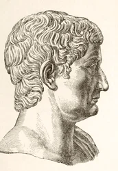 Tiberius Caesar Augustus (42 v. Chr. - 37 n. Chr.), zweiter römischer Kaiser, geboren als Tiberius Claudius Nero, aus 