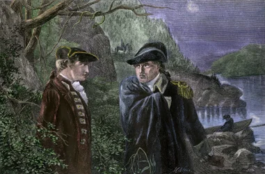 Unabhängigkeitskrieg der Vereinigten Staaten von Amerika (1775-1783): Benedict Arnold (1741-1801) verriet sein Heimatland, indem er versprach, West Point an England zu übergeben, Juli 1780. Arnold bot an, das Fort für 20.000 Pfund und den Rang eines Brigad
