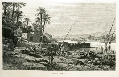 Ansicht des Hafens von Assuan in Ägypten - Illustration aus dem Atlas von Ägypten