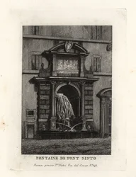 Ansicht des Brunnens der Ponte Sisto Brücke, Acqua Paola (jetzt auf der Piazza Trilussa), Rom