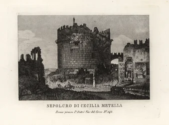 Ansicht der Ruine des Grabmals der Caecilia Metella, Rom