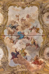 Ansicht des Gewölbes mit Fresko des Teatini-Raums, Chiesa di San Vincenzo, Piacenza, Emilia-Romagna, Italien