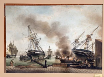 Aquarell von A. Roux. 19. Jahrhundert Marseille, Musée du Vieux Marseille