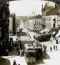 Karl Johans Straße und Königspalast, Christiania Oslo, Norwegen