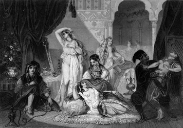 Ein christlicher Gefangener im Harem. In „Die allgemeine Geschichte der Marine“ von Van Tenac