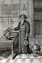 Adam Schall, Astronom (1592-1666) im Mandarin-Kostüm im Pekinger Observatorium, in „China“ von Athanase Kircher (oder Athanasius Kircheri)