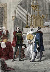 Nach verschiedenen Streitigkeiten zwischen den spanischen Konquistadoren Francisco Pizarro (Francois Pizarre)