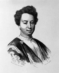 Alexandre Dumas im Alter von fünfunddreißig Jahren, Kupferstich des 19. Jahrhunderts