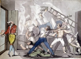 Allegorie des Malers. Gravur aus dem 19. Jahrhundert
