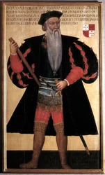 Afonso de Albuquerque (1453-1515), der Große. Porträt des portugiesischen Seefahrers und Entdeckers. Gemälde aus dem 16. Jahrhundert. Lissabon, Museu Nacional de Arte Antiga