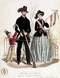 Eine elegante patriotische Familie zur Zeit des Risorgimento