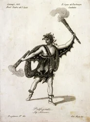 Andrea Nozzari (1775-1832) in der Rolle des Polifegonte in „Il sogno di Partenope“ von Giovanni Simone Mayr (Johann Simon Mayr) (1763-1845) - Neapel, Teatro San Carlo