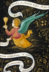 Engel mit einem Kelch. Miniatur von Belbello da Pavia