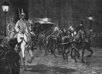 Ankunft der Überreste von Erzherzog Rudolf von Habsburg (1858 - 1889), Kronprinz von Österreich.