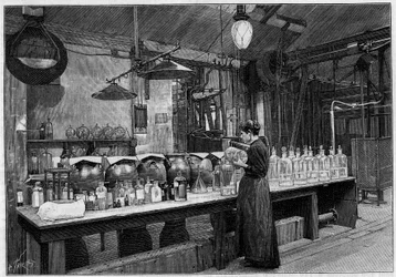 Die Kunst der Fotografie: Herstellung von Fotoplatten bei M. Lumiere in Lyon: Vorbereitung der empfindlichen Emulsion. Gravur in „La Nature: revue des sciences et de leurs applications aux arts et à l