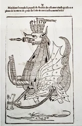 Kunst des Krieges: Studie über militärische Maschinen. „Arabica machina“, arabische Maschine zur Belagerung einer Stadt, Illustration aus 