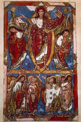 Himmelfahrt. Miniatur im „Sakramentar von Saint-Martial de Limoges“ (Folio 84v), unbekannter Autor