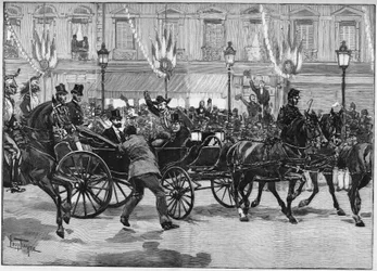 Ermordung des Präsidenten der Republik Sadi Carnot (1837-1894) durch den Anarchisten Caserio. 24. Juni 1894.