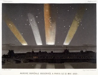 Nordlicht beobachtet in Paris am 13.05.1869 - in „Magnetismus und Elektrizität“ von Amédée Guillemin