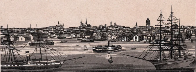 Baltimore, Vereinigte Staaten: Gesamtansicht. in „Die Welt illustriert 168 Ansichten“. Undatiert (spätes 19. Jahrhundert)