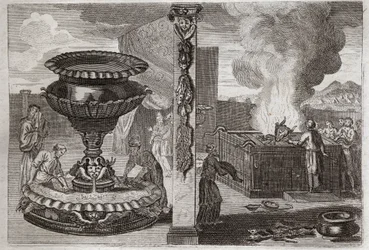 Royaumont-Bibel, Altes Testament: Altar der Düfte. Die Figur der beiden Altäre, der eine der Düfte und der andere der Brandopfer. Illustration von 1811.