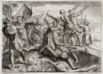 Bibel von Royaumont, Altes Testament: Jonathas Pontifex. Jonathas (Jonathan) folgt seinem Bruder Judas Machabee (Makkabäer, Makabäer) an der Spitze des Aufstands gegen die Seleukiden. Er errang mehrere Siege. Diodot Tryphon überrascht ihn schließlich durch