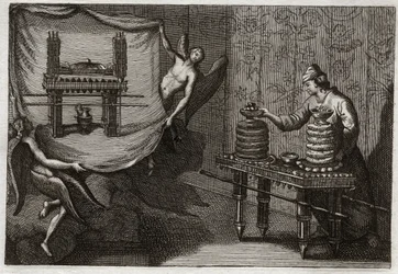 Royaumont-Bibel, Altes Testament: Der Schaubrottisch im Tabernakel. Illustration von 1811.