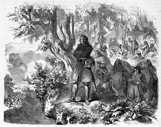 Kamisarden in den Cevennen. Gravur aus dem 19. Jahrhundert