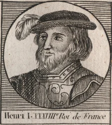 Kapetinger-Dynastie: Porträt von Heinrich I. (1009-1060), König der Franken von 1031 bis 1060 - Gravur aus 