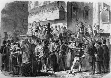 Karneval von Rom nach einer Zeichnung von Gierdziejewski im Jahr 1858.