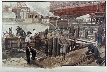 Baustelle der Pont Alexandre III - in „Le petit Journal“ vom Mai 1899