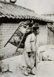 Hühnchenhändler, Korea, Ende des 19. Jahrhunderts