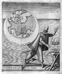 Christoph Kolumbus in „Nova Tipus Transacto Navigatio Novi Orbi“ von Philoponus Honorius